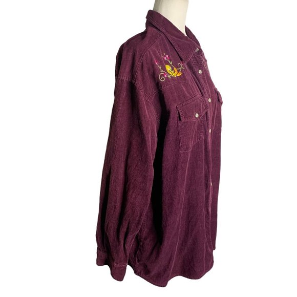 Vintage 90s Looney Tunes Tweety Bird Western Shirt XL Purple Pearl Snap Pockets - Picture 3 of 7